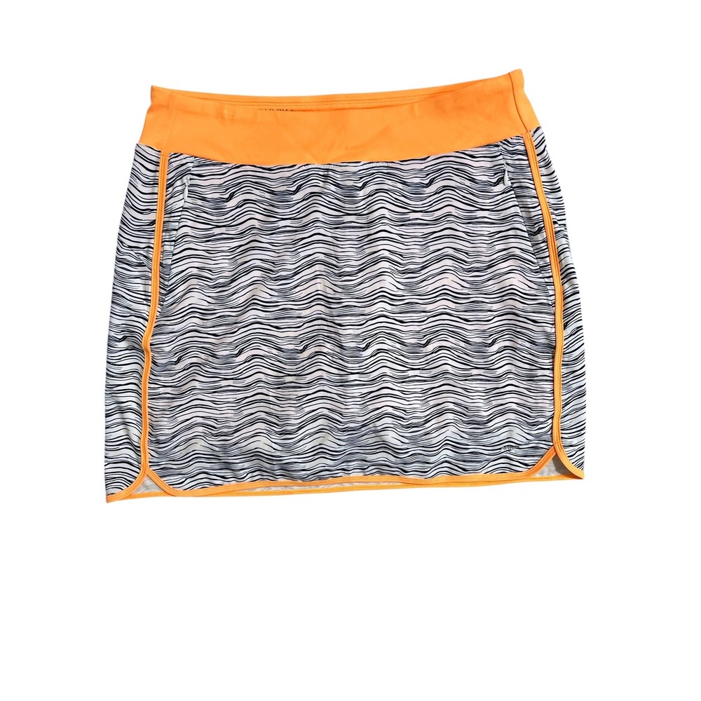 Annika Cutter & Buck CB DryTec 50+ Skort Orange Blue Wavy Stripe Size Medium